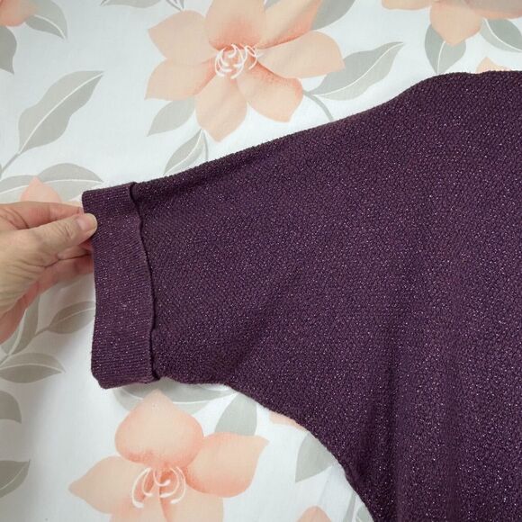 Express Mini Dress Womens Small Purple Sparkling Knit Short Sleeve Round Neck - Picture 3 of 10